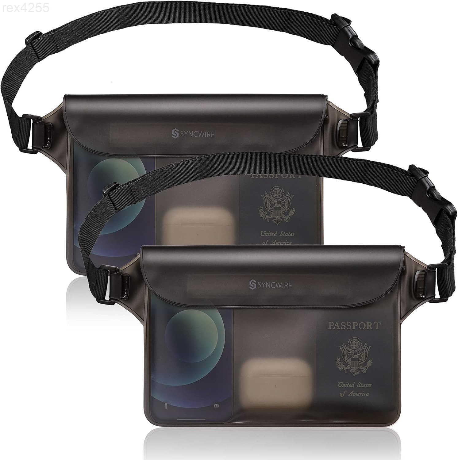 Waterproof Pouch Bag with Adjustable Waist Strap 2 Pack IP68 Waterproof Waist Bag Screen Touchable Dry Bag with Adjustable Belt for Beach Swimming Boa