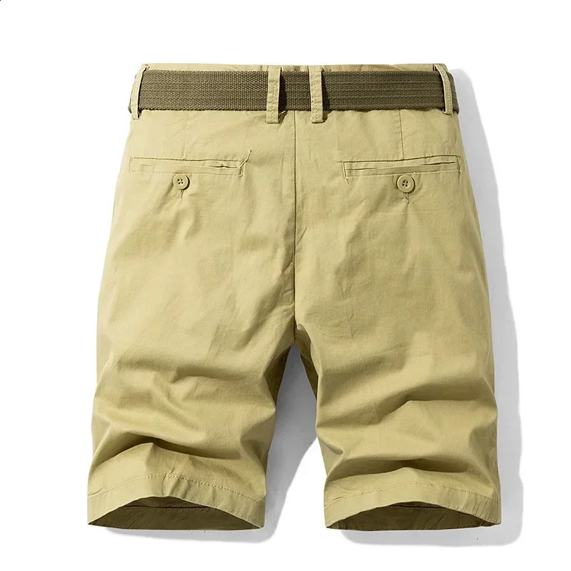 2025 Summer Mens Cargo Shorts Straight Loose Casual Red Multipockets Cotton Male Short Pants Comfort Bermuda Masculina 250911