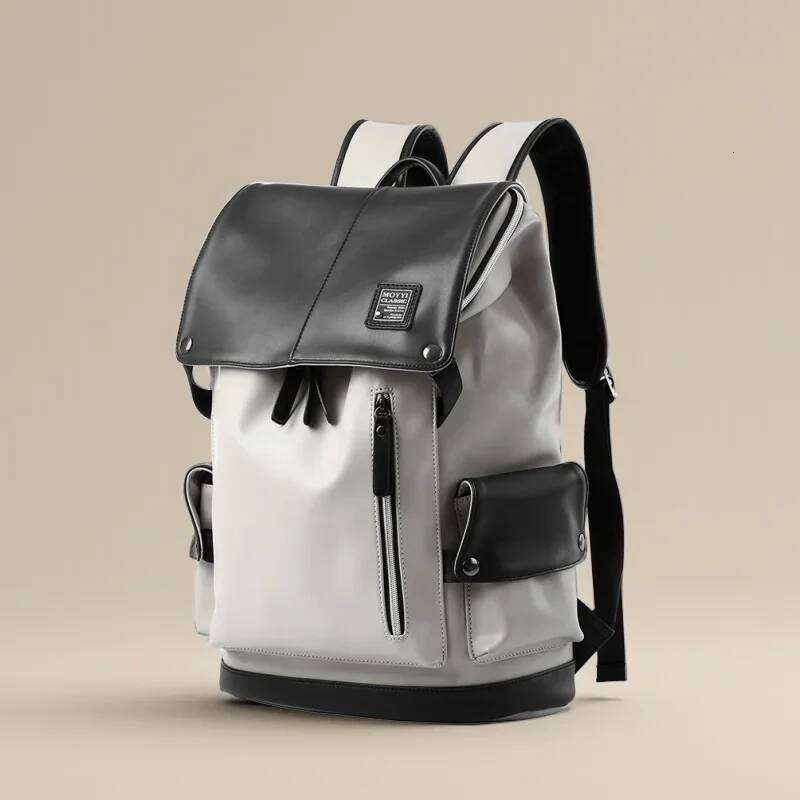 High Quality Waterproof Flip Leather Laptop Backpack for Men Women Trend 15.6 inch Casual Travel Rucksack Teenagers School Bag