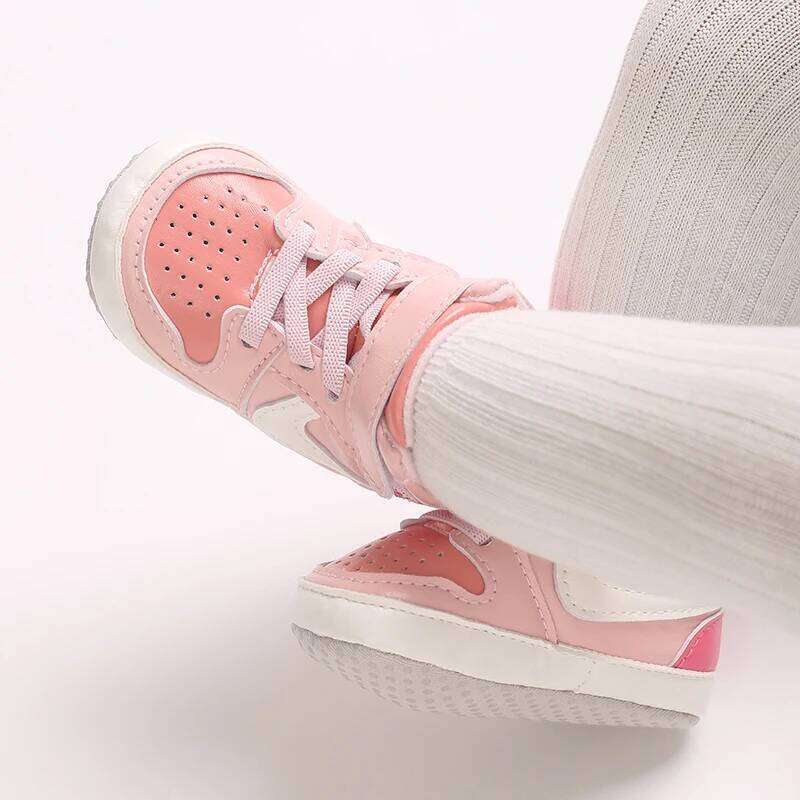 Spring and Autumn Baby Classic Trendy PU High Top Sports Basketball Soft Sole Lightweight Walking Shoes