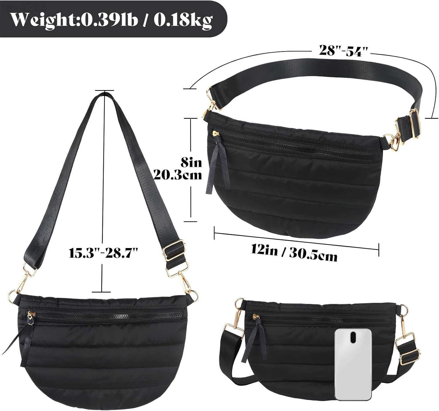 Crossbody Bags for Women Puffer Fanny Pack Sling Bag Puffy Chest Belt Bum Waist Crossbody Purse Bags Quilted Shoulder Bag for WomenW250912