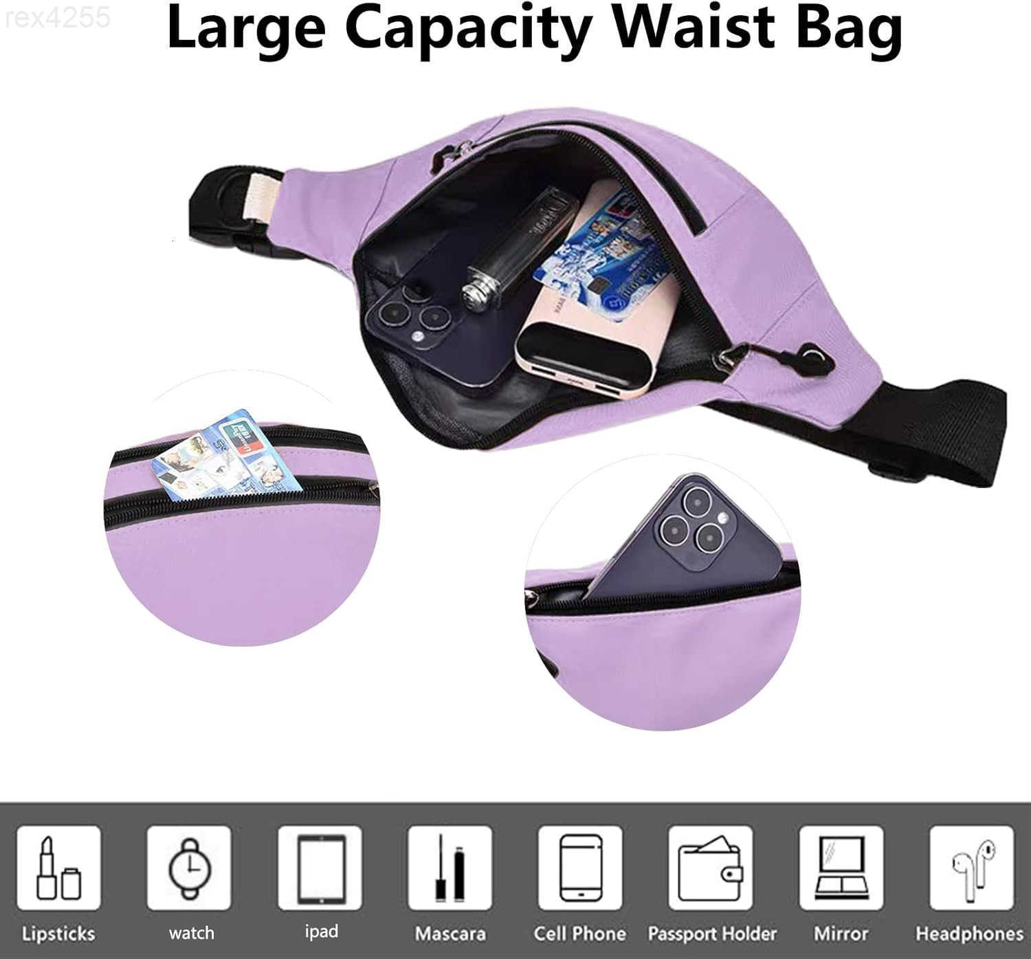 Crossbody Fanny Pack for Men Women Fashion Waist Bag Pack with Adjustable Strap for Outdoors Casual Belt Bag for Travel Walking RunningLight PurpleW25