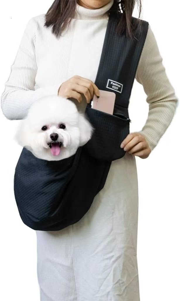 Pet Sling Carrier Soft FrontChest Carrying Bag for Small Pets Ideal for Dogs Puppies Cats 315 lbs Zipper Pocket Classic Stra for Yorkshire Terrier Mal