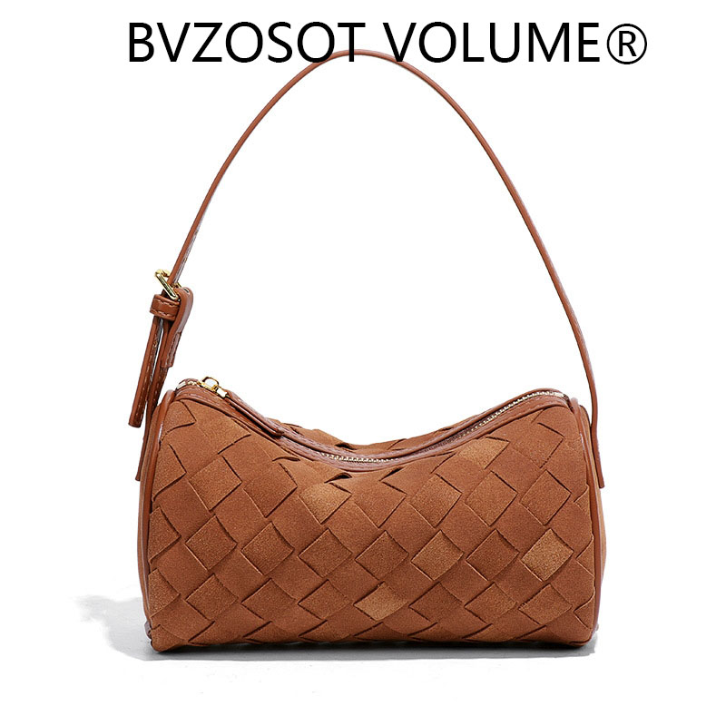 2025 new insstyle hand knitted bag niche design suede single shoulder underarm bag hand held cross body pillow shaped womens bag