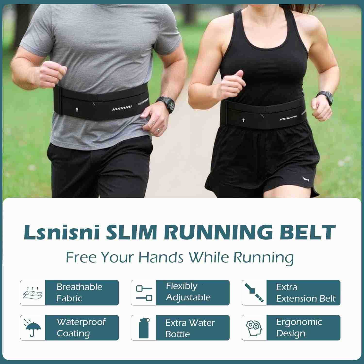 Slim Running Belt for Men and Women Running Waist Pack with Water Bottle Towel Multi Pocket Fanny Pack Phone Holder Adjustable for Running Climbing Me