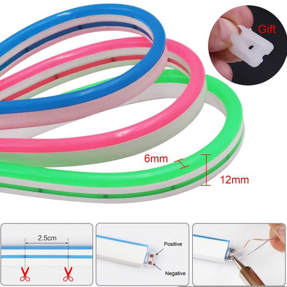 DC 12V LED Neon Strip Rope Lights Neon Sign 6X12mm Flexible Light 2835 120LEDm With 2pin Wire IP67 Waterproof Decoration Home C250912