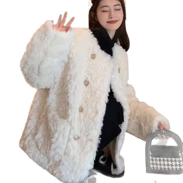 DHEssentials Chanel Style Brushed Coat 2025 Autumn Winter New Loose Casual Padded Fleece Jacket for Petite Women