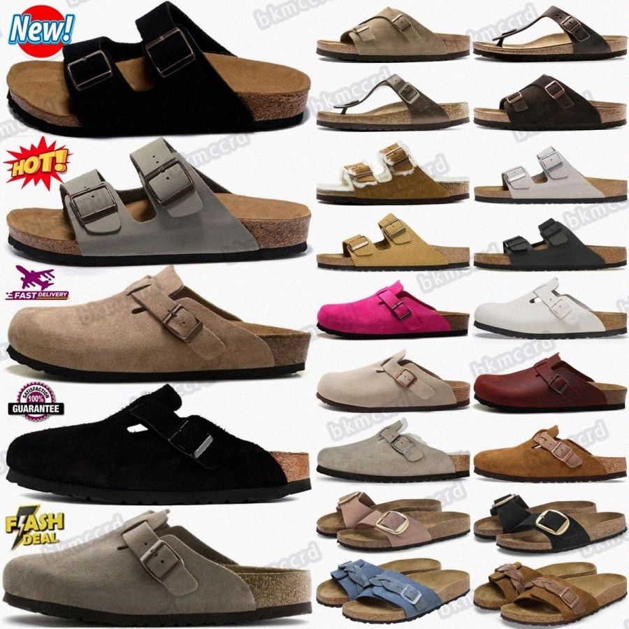 clog slides designer clogs sandals slippers Boston Soft slipper Footbed Suede Taupe black Light Rose Mocha Footbed Black Antique NarrowmITI#