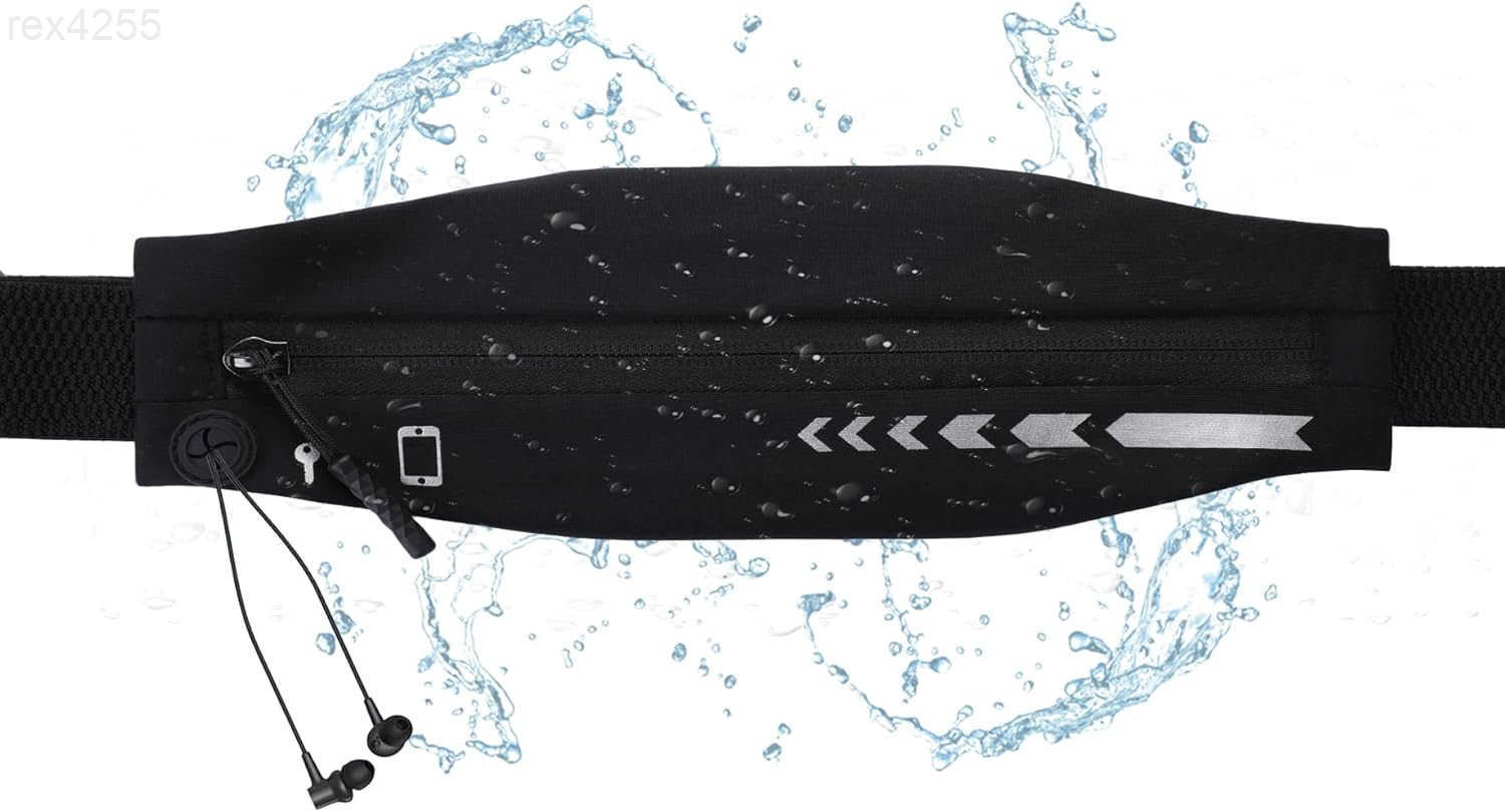 Slim Running Belt for Women MenRunners Phone Holder Fanny Pack Adjustable Bounce Free Waist Pouch bag for Workout Money Belt Run Gear Accessories Blac