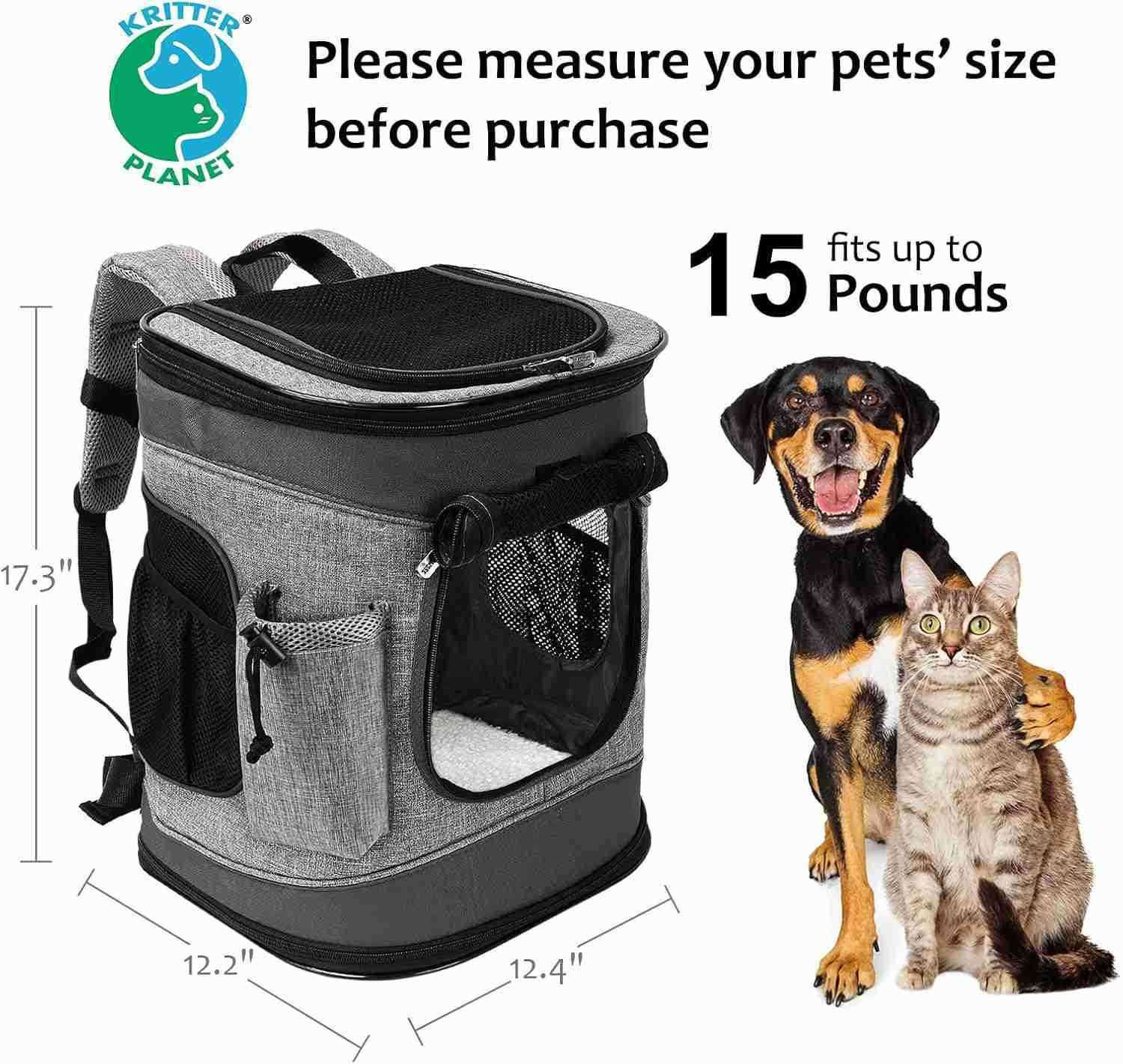 Planet Pet Carrier Backpack for Cats Dogs Breathable Pet Backpack with 4 Mesh Window Portable Pet Carrier for CampingW250912