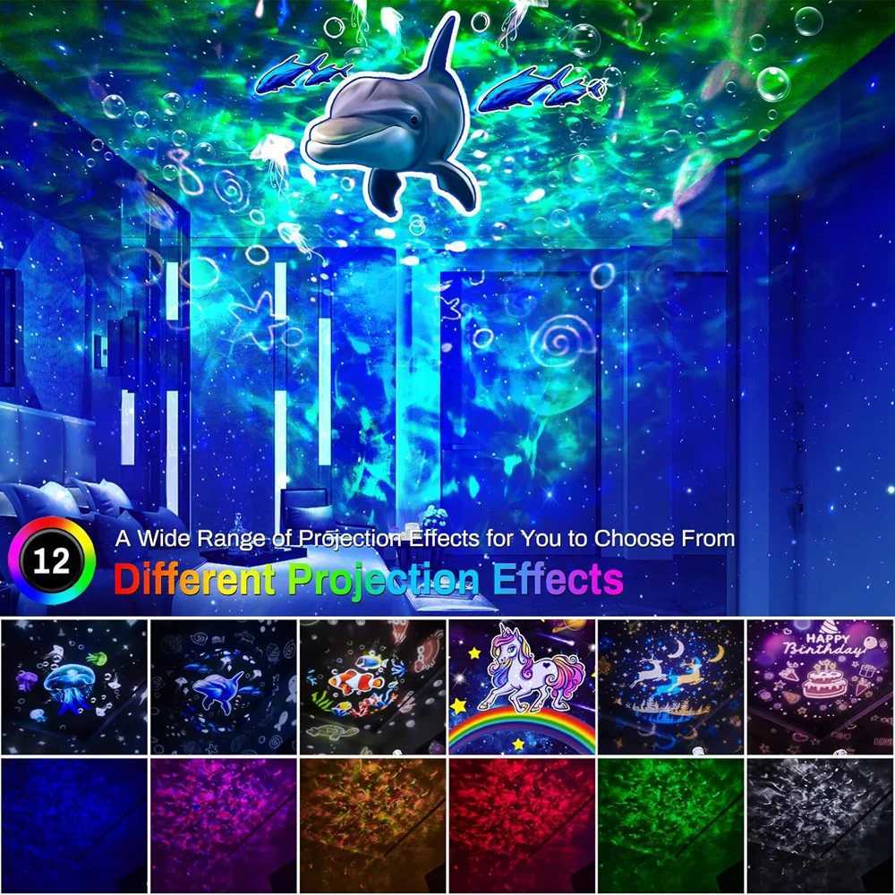 Ocean Wave Kids Projector Night Light Projector 360Rotating Jellyfish Lamp Baby Toddler Bedroom Ceiling Birthday Christmas Gift Y250912