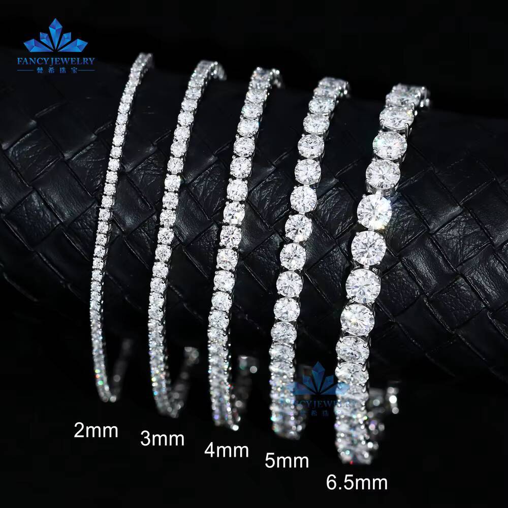 Wholesale Price 925 Silver Moissanite Bracelet Bangle 2mm 3mm 4mm 5mm 65mm Tennis Chain Moissanite Jewelry Accessories