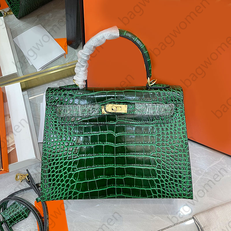 crocodile pattern luxury handbag tote bag designer bag shoulder bag cowhide genuine leather underarm bag high quality golden hardware buckle bolso de diseno