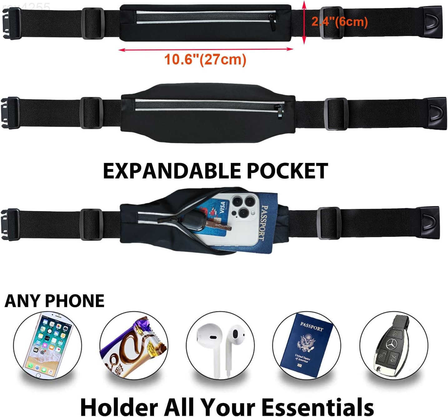 Running Belt Fanny Pack Slim Runners Waist Pack for Men Women Fits ALL Phones Money Belt Reflective Running Gear Accessories Fitness Phone Holder for 