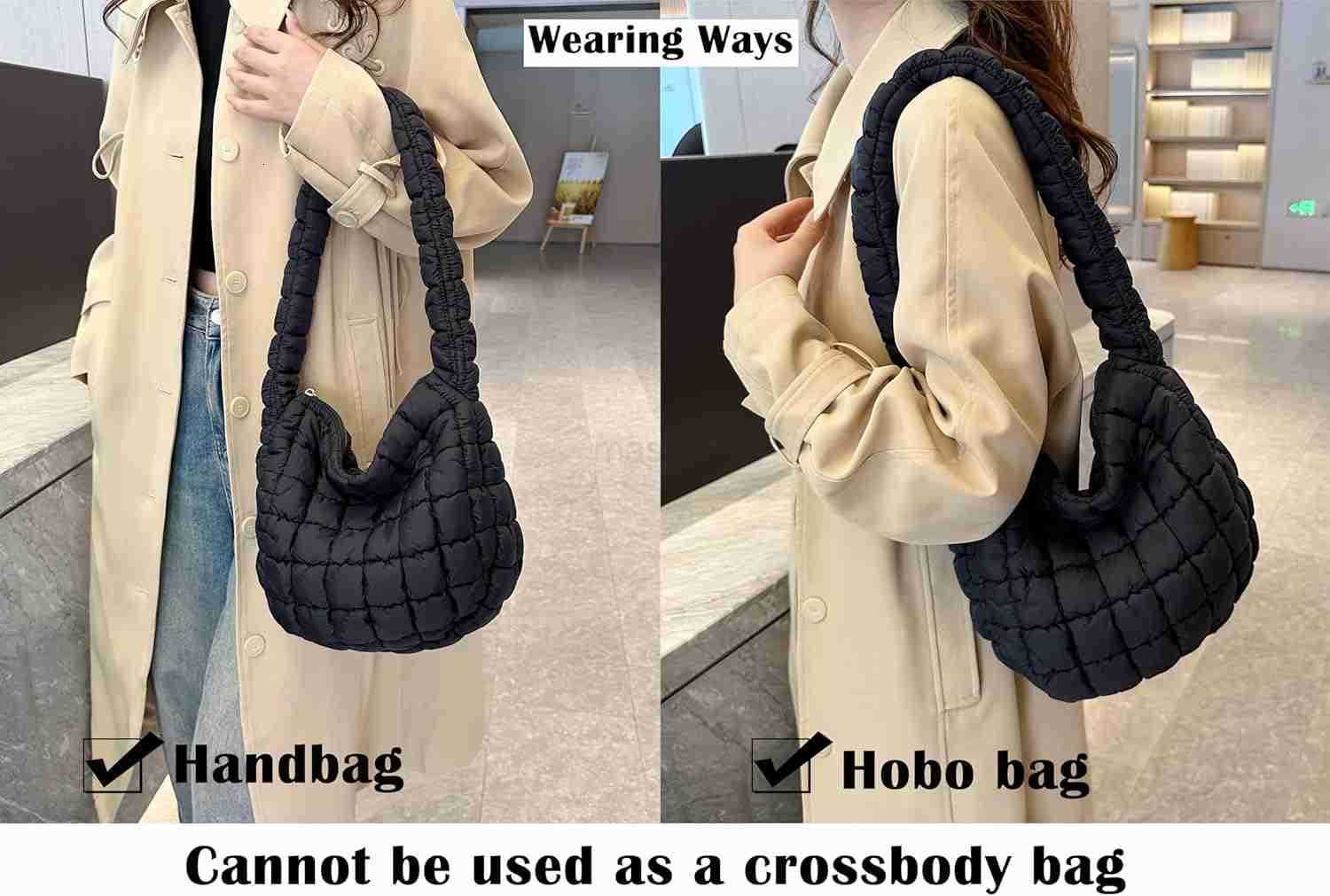 Quilted Tote Bag for Women Puffer Bag Lightweight Padding Shoulder Purse Hobo Bag SaTChel Handbag Cloud Bags with Zip 2025 M250912