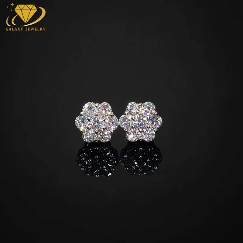 Fashion Jewelry 9MM Stud Earrings D VVS Moissanite 925 Silver Pass the Diamond Tester Moissanite Earring Women Men