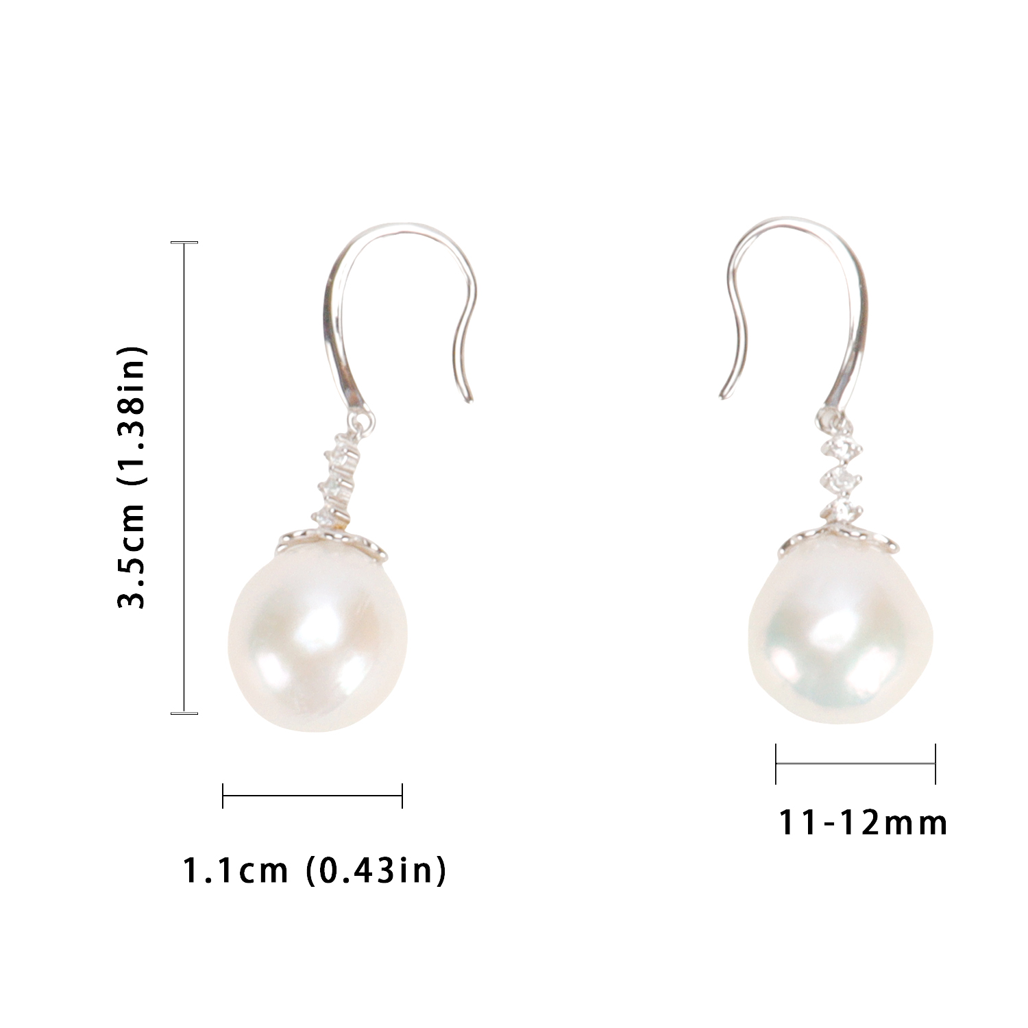 Natural Freshwater Baroque Pearl Stud Earrings Sterling Silver Freshwater Pearl Stud Earrings Fashionable and Versatile Trendy Anniversary Gift