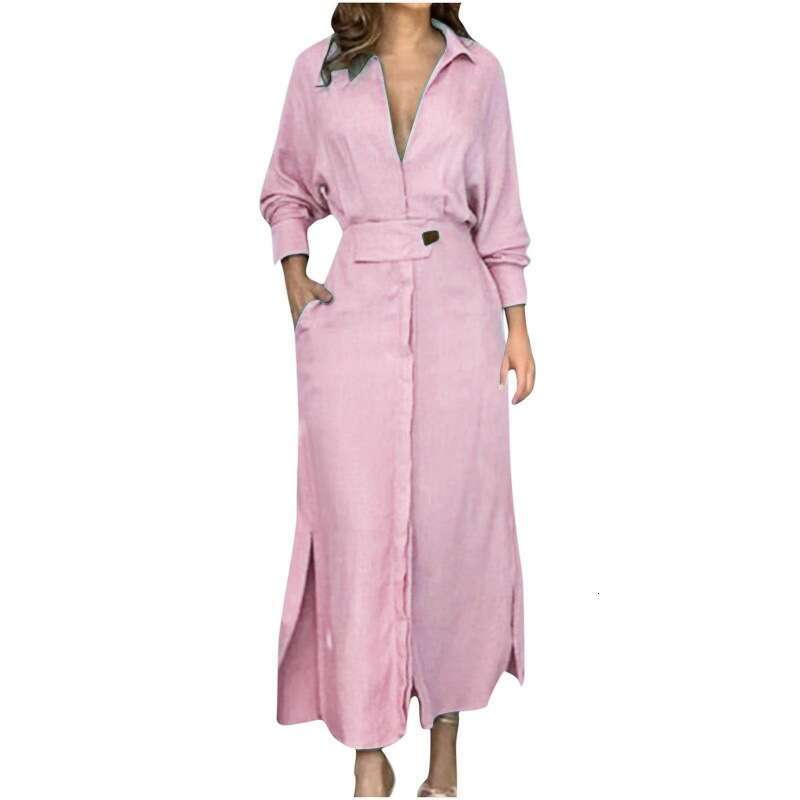 European and American Foreign Trade Women's Fashion Cross-Border Blue Elegant Spring Summer Commuting Long Sleeve Dress