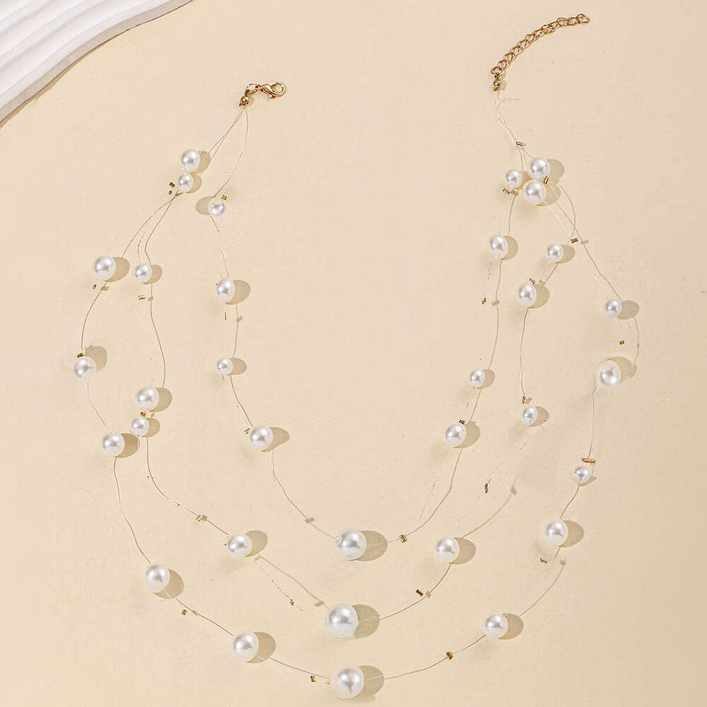 Necklace Pendant Jewelry Light Versatile Tassel Imitation Pearl Sweater Chain Multi-layer Stacking Choker