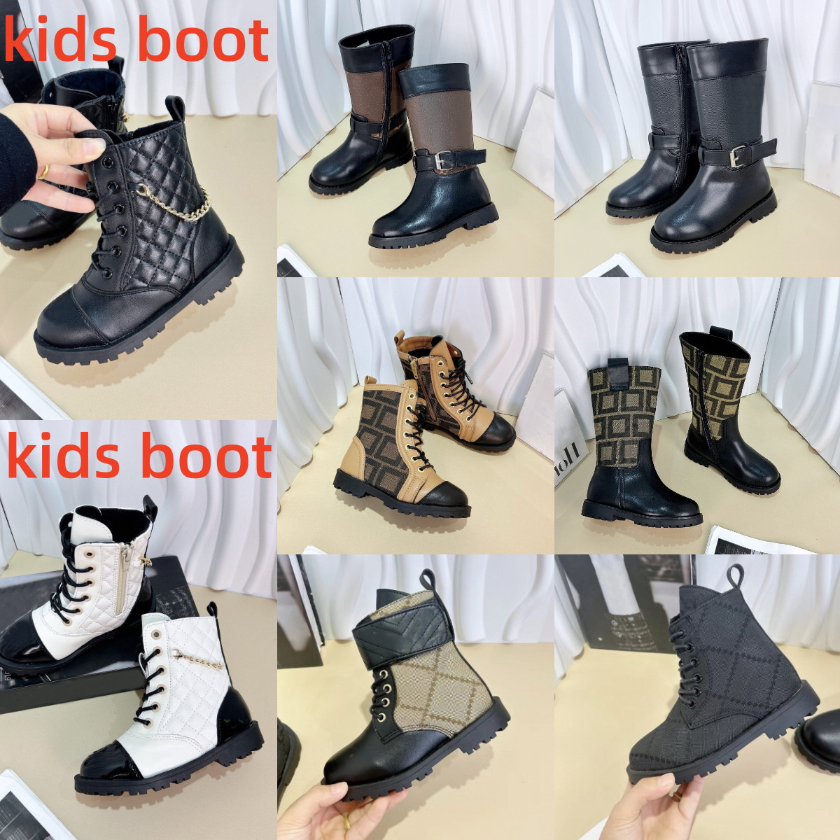 brand Kids children Boots Chestnut Fur Slides Sheepskin Shearling Mules Womens Boys Girls Ultra Mini Platform Boot Slip-on Shoes Suede Fall Winter shoe size 26-35