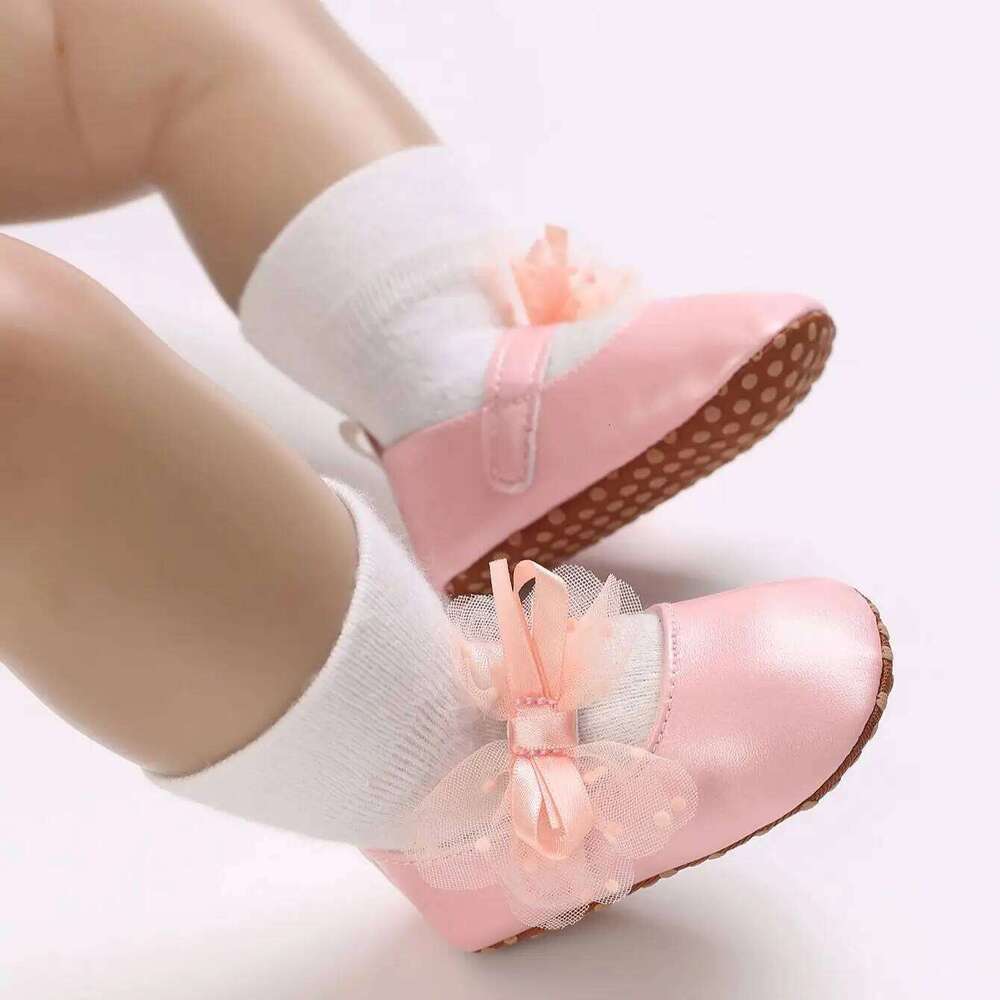 "Baby Girl First Shoes 0-18M - Bow Detail Mary Janes | Princess Soft Walkers"