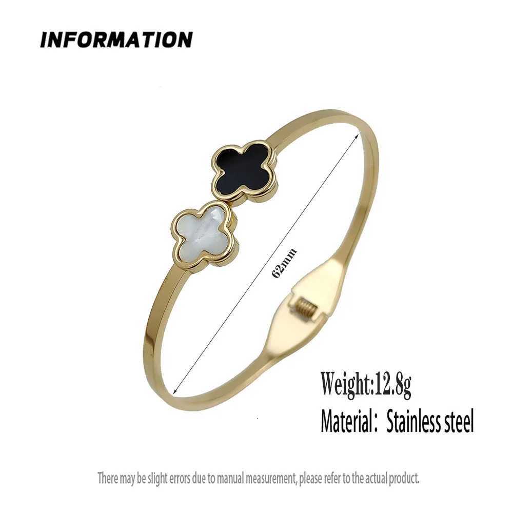 Luxury black and white double shell spring stainl steel bracelet wens cuff bracelet jewelry gif S250912