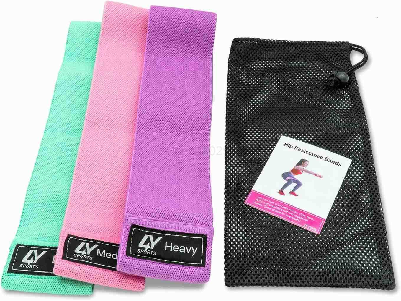 4Y Sports Fabric Exercise Bands for Legs and Butt Set of 3 W250912