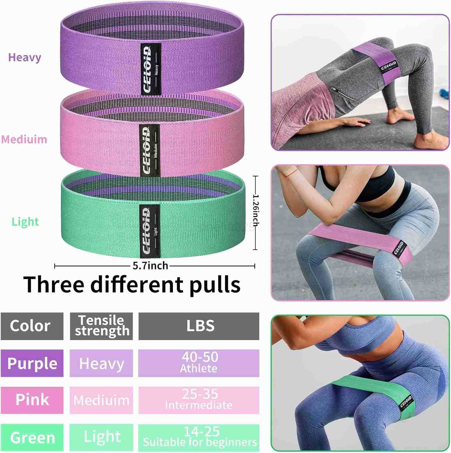 Resistance Bands Set Exercise Bands with NonSlip Design for HIPS Glutes 3 Levels Workout Bands for Women and Men Booty Bands for Home Fitness Yoga Pil