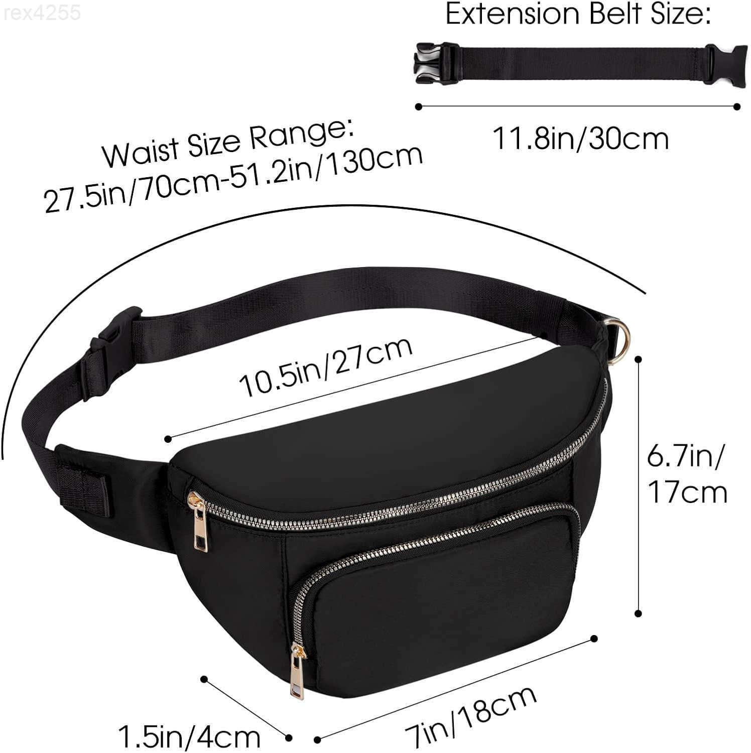 Fanny Packs for WomenLarge Waist Pack with Extra Extension BeltFashion Crossbody Belt Bags for Travel Walking Running Hiking BlackW250912