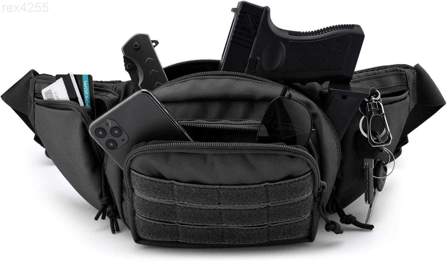 Fanny Pack Gun Holster for Men Adjustable Waist Bag Zippered Pockets Everyday Hip Pouch for Workout Travel Outdoor Running Hunting BlackW250912