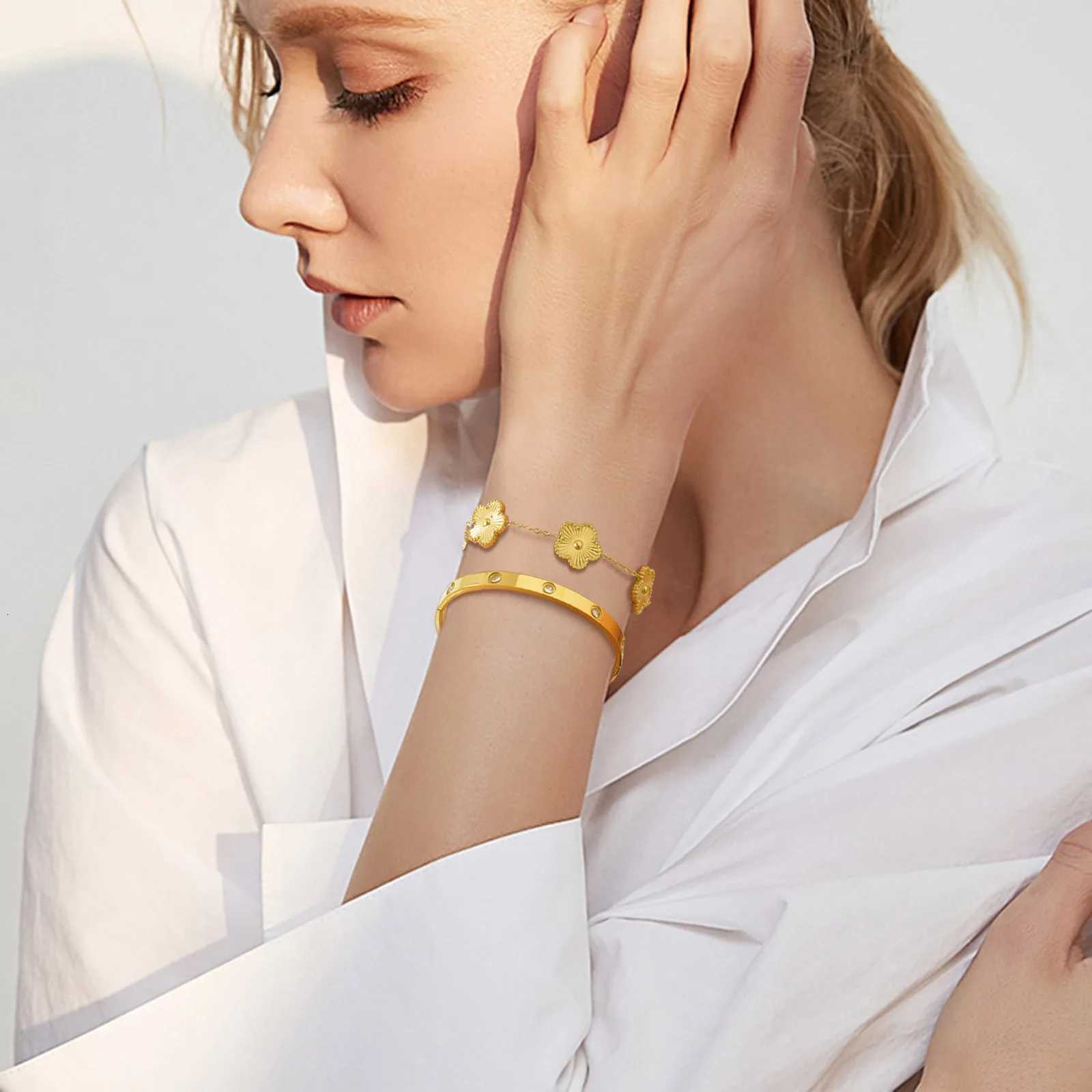 Exquisite 1m Bracelet Set for Wen Gift Bracelets for Vnox Wife Mothers Day Jewelry Stainl Steel Cuff Bangle S250912