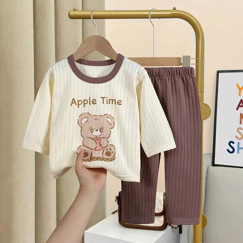 Early Spring Long Sleeve Underwear Thin Cotton Home Clothing For 14Years Old New Style Baby Cartoon Print Sleepwear 2 PieceSet C250912