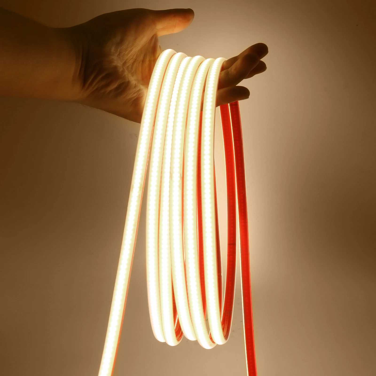 AC 220V COB Neon Strip With EU ONOFF Switch 4000K 6000K 3000K Waterproof Self Adhesive Home Decor Flexible Ribbon Rope Light C250912