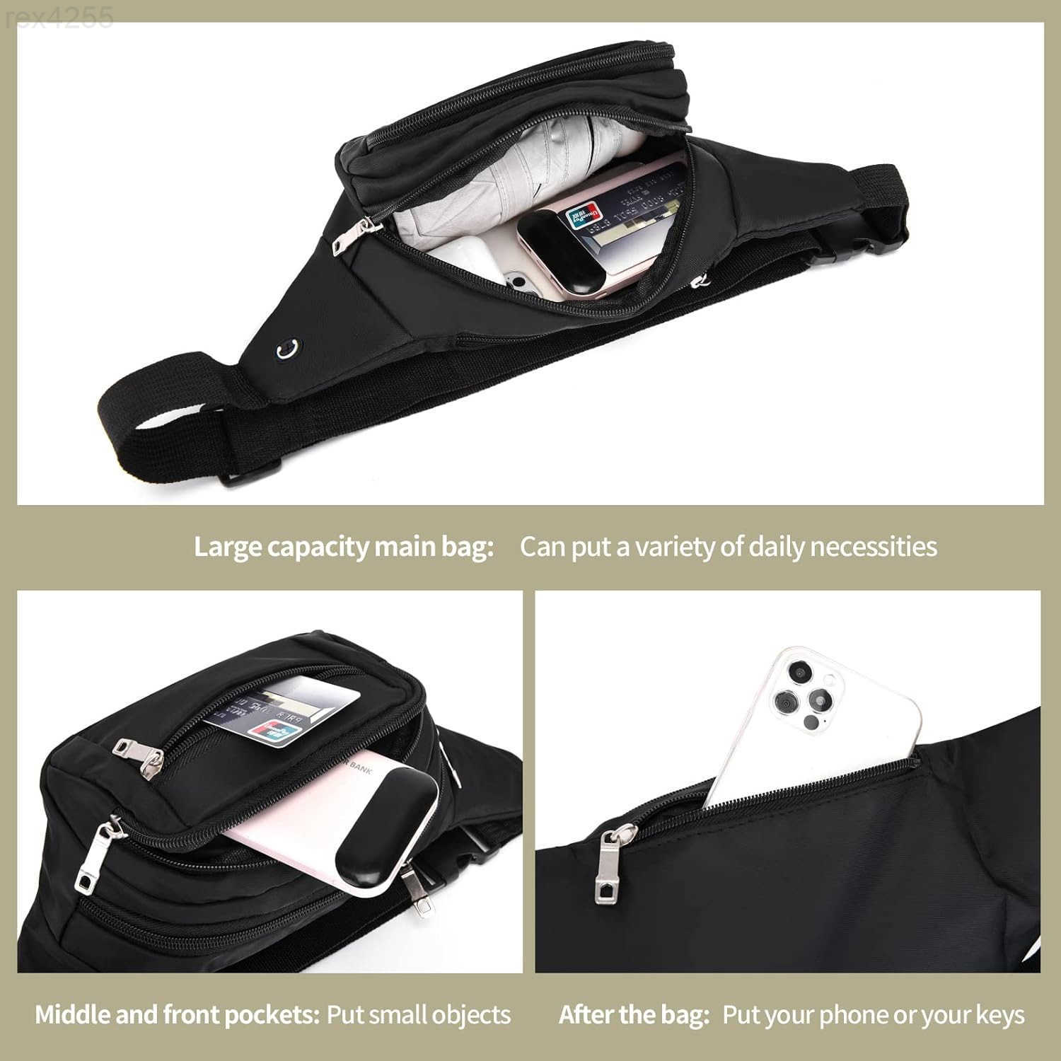 Crossbody Fanny Pack for MenWomenLarge Waist Bag Hip Bum Bag with Adjustable Strap for Outdoors Workout Traveling Casual Running Hiking CyclingW250911