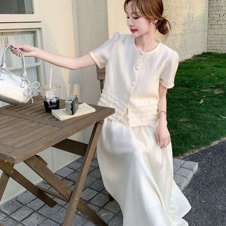 DHEssentials Lightweight Chanel Style Fashion Ruffled Short Sleeve Blazer 2025 Summer New Design Single Top for Women