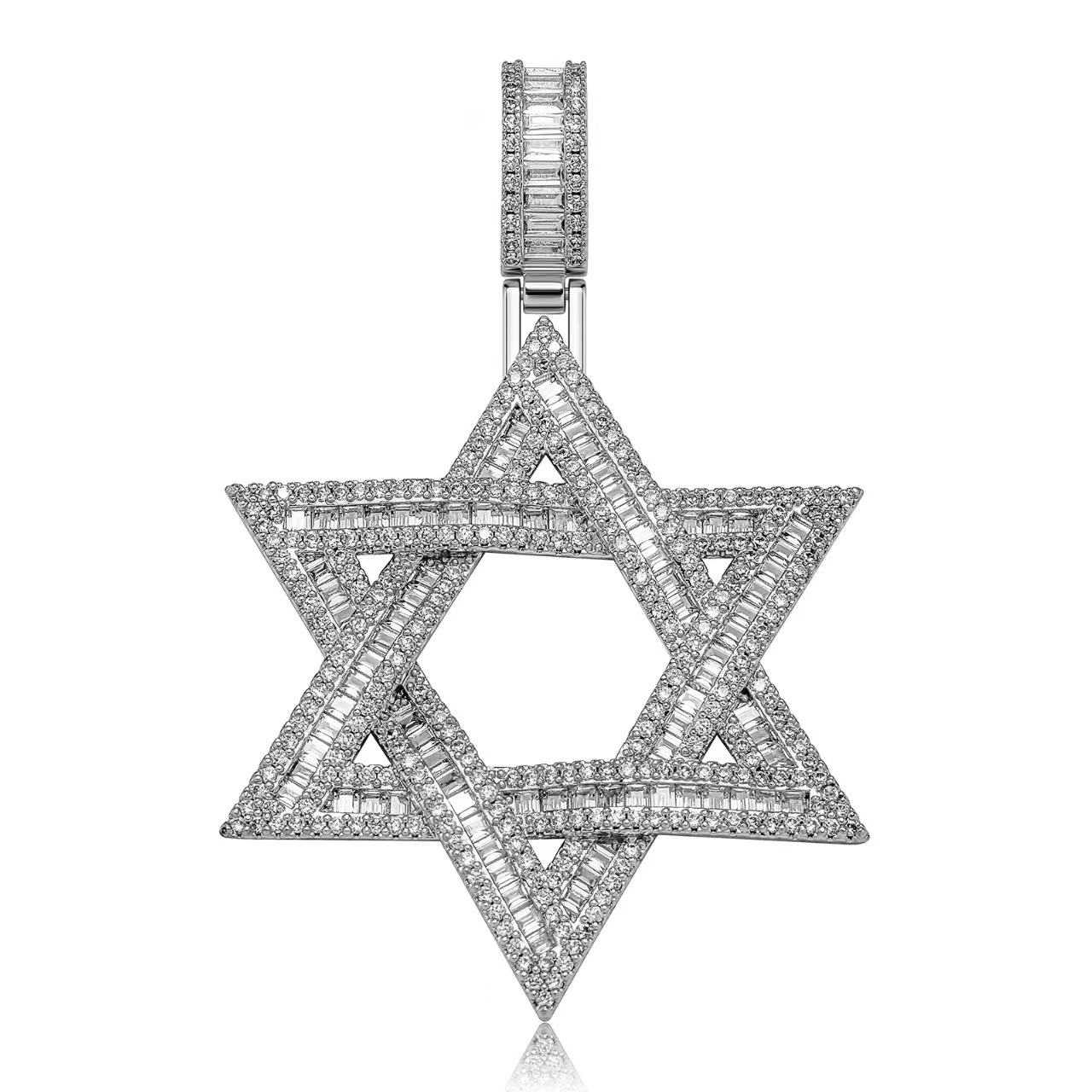 of David Pentagon Lucky Charm Golden Star Pendants Baguette Iced Out Jewelry Custom Moissanite Pendant