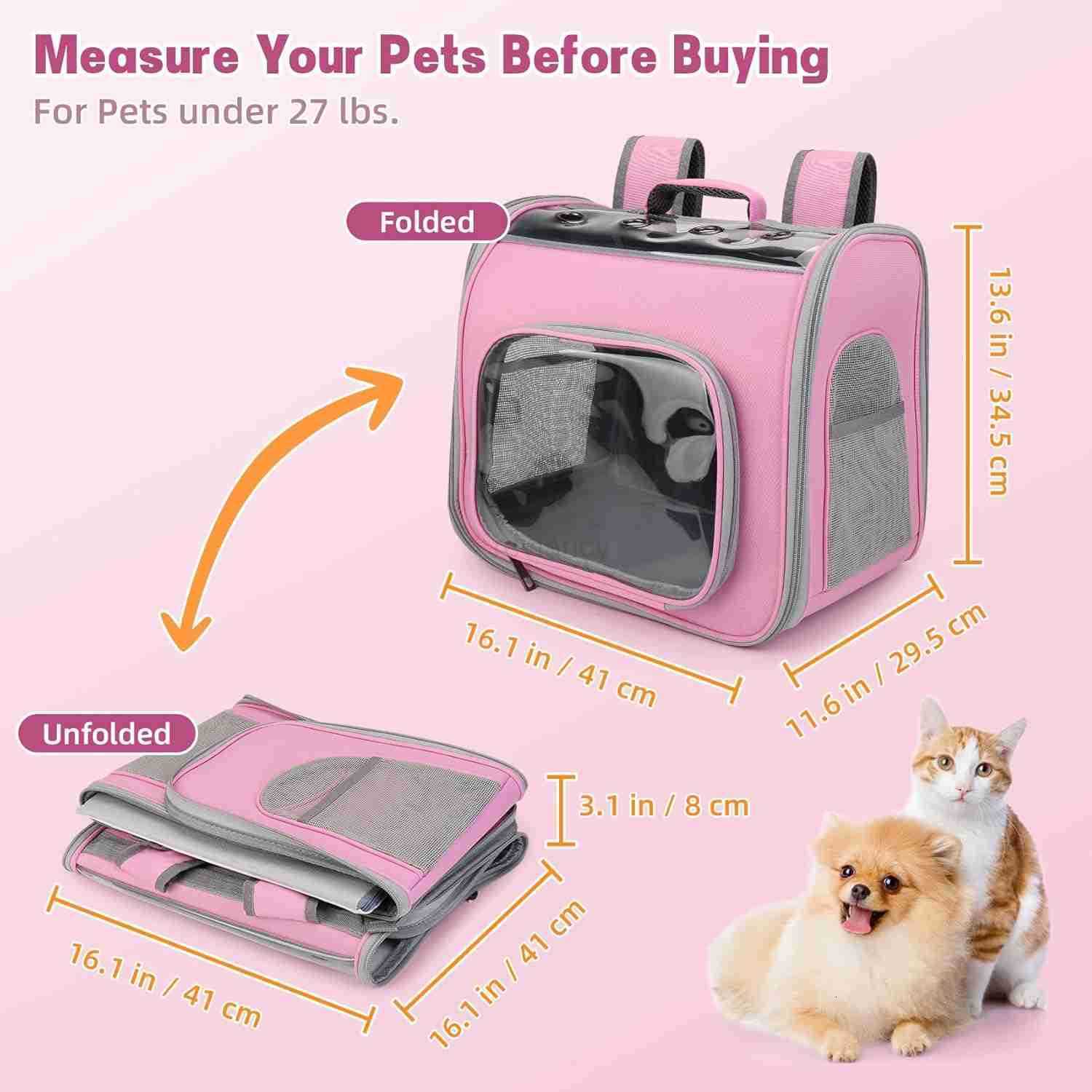 Backpack CAT Backpack Carrier with Breathable Holes Portable Pet Travel Carrier for MediumSmall CATs and Dogs Airline Approved Ideal for Outdoor Picni