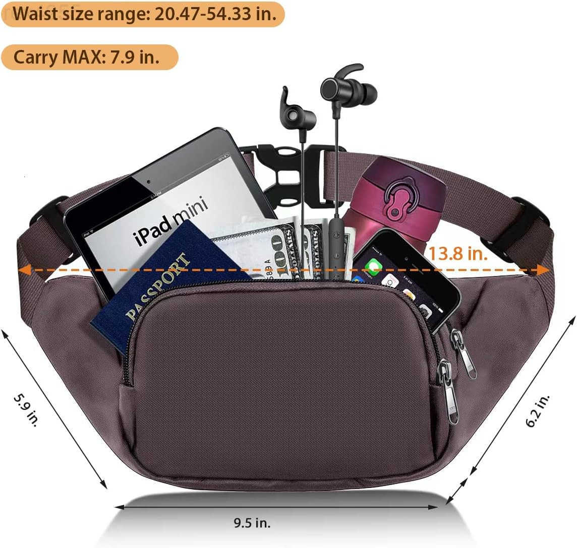 Large Fanny Pack for Women Men Syican Waist bag with 3Zipper Pockets Gifts for Enjoy Sports Traveling Workout Casual HandsFree crossbody bags Fits MAX