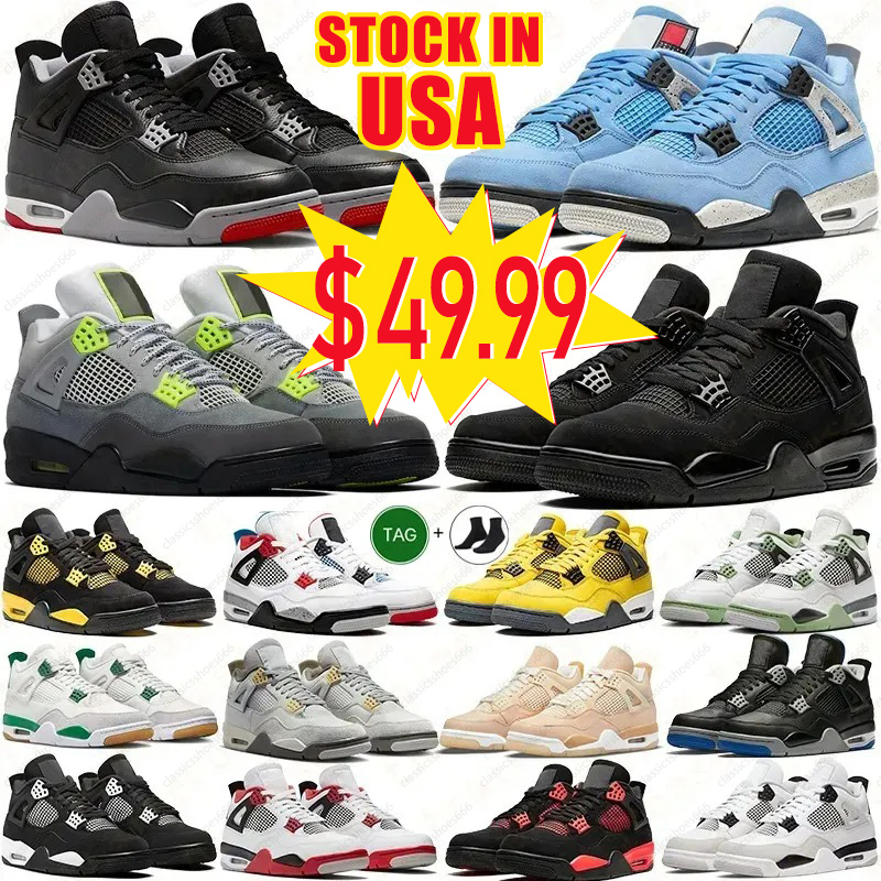 Designer shoes 4s Basketball Shoes for Women Military Sail Red 4s Black Cat Cement Yellow Thunder White Oreo Cool Grey Blue j4 University Seafoam Men