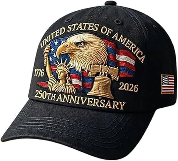 250th Anniversary USA Baseball Cap,Adjustable Retro Embroidered Hat for Men Women Gifts