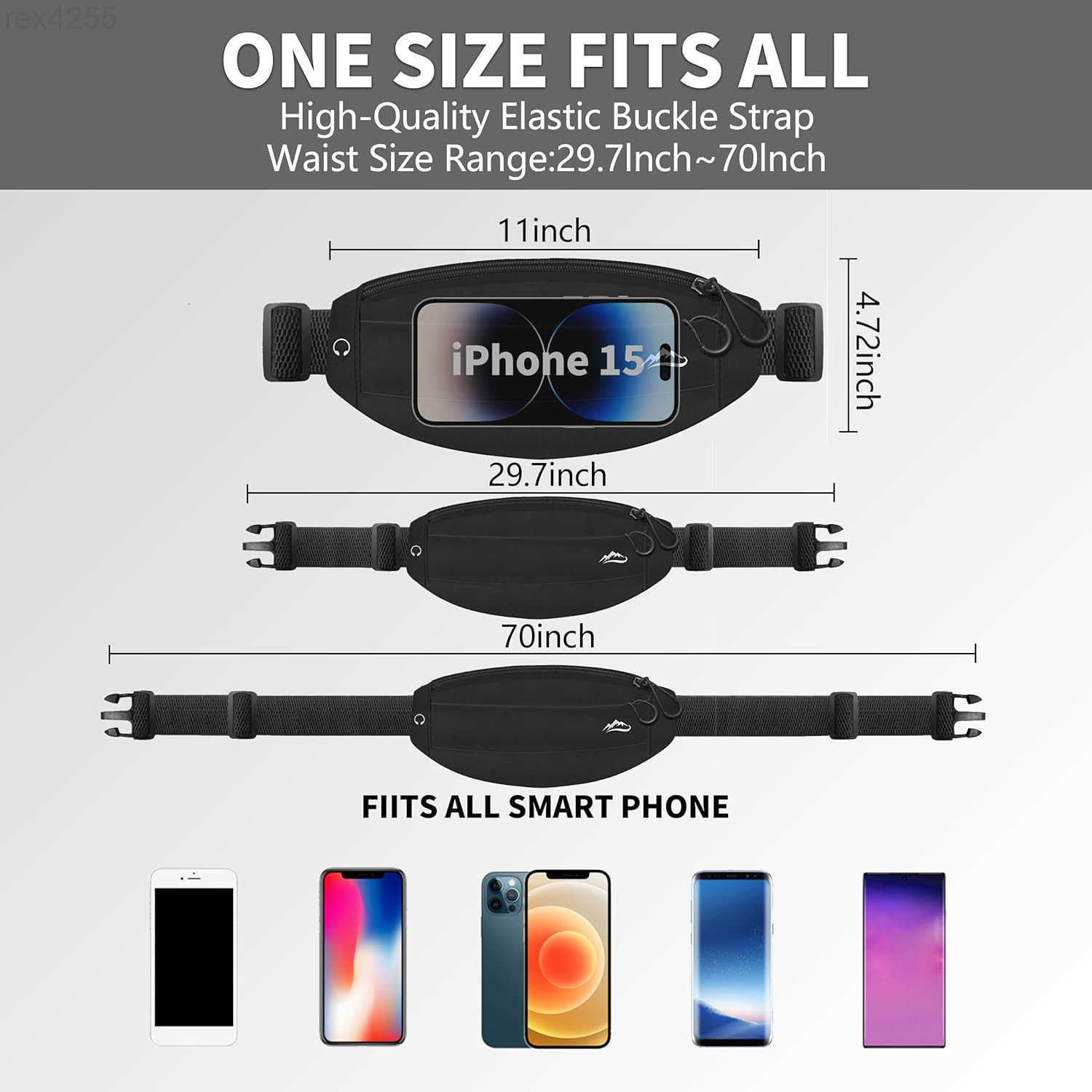 Fanny Pack Whole Bag Reflective Running belt for Women MenSweatproof Phone Holder Workout Running Waist PackblackW250912