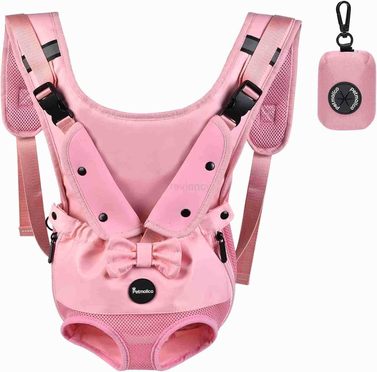 Dog Carrier Backpack Adjustbale Dog Front Backpack Legs Out Puppy Backpack for Small Medium Dogs Travelling Hiking Shopping Pink MediumW250912