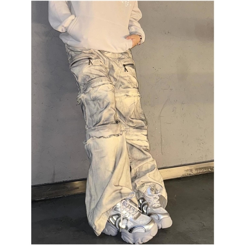 High Waist Women Tie Dyeing Jeans Hiphop Style Vintage Streetwear Y2K Wide Leg Jean Plus Size Female Trouser Baggy Denim Pants 250911