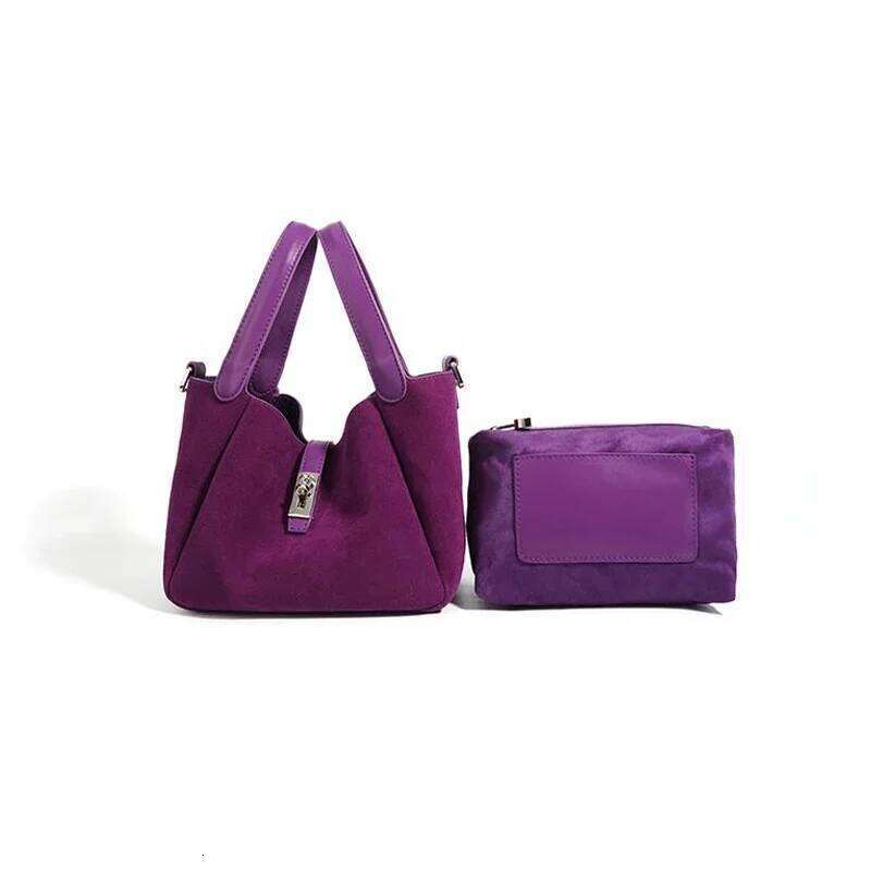 Frosted Cowhide Handbag For Women Brand High-end Basket Niche Sier Button Commuter Versatile Women's Messenger Bag