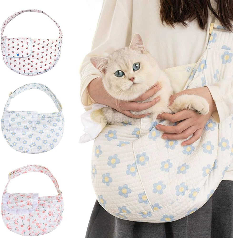 Flower Pet Sling Carrier for Small DogsBreathable Small Dog Carrier SlingPuppy Carrier for Small Dogs and CatsDog Slings for Small Dogs red MediumW250