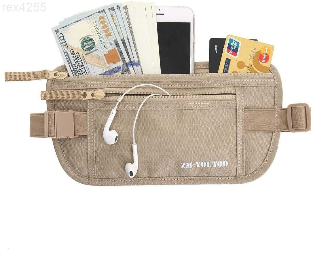 Money Belt for Travel Hidden Travel Pouch Protect Your Credit and Money With RFID Blocking Passport Holder Waist Wallet KhakiW250912