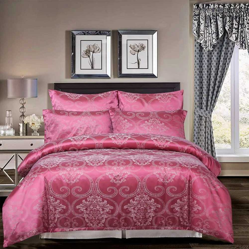 Duvet Cover Set with Pillow Case Silk Glossy Double Bedding Set Quilt Cover QueenKing Couple or Single Bed Comforter Sets C250912