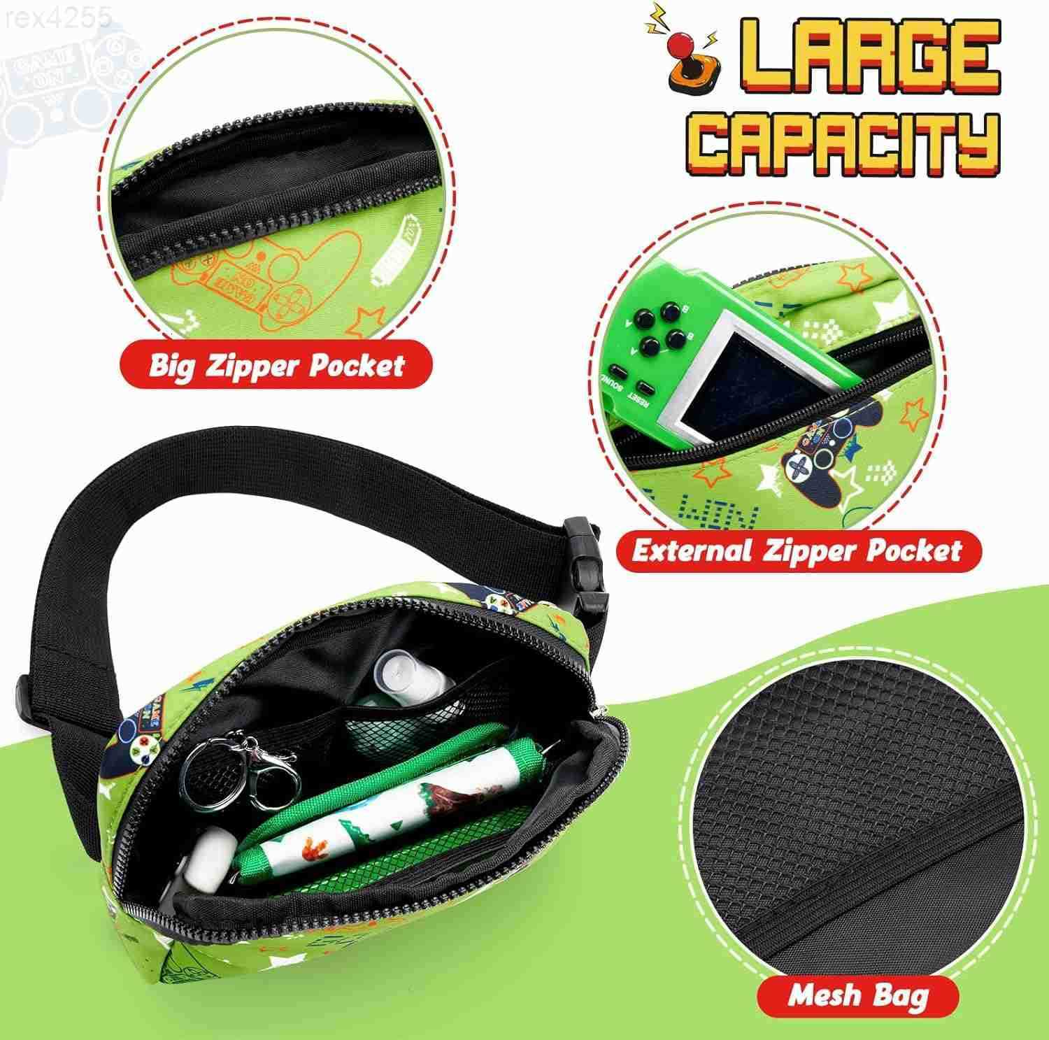 Belt Bag Fanny Pack Game Crossbody Bag Waist Bag Purse for Boy with Adjustable Waistband 20355 Inch Multiple Compartments Waist Bag Boys Sports Bags C