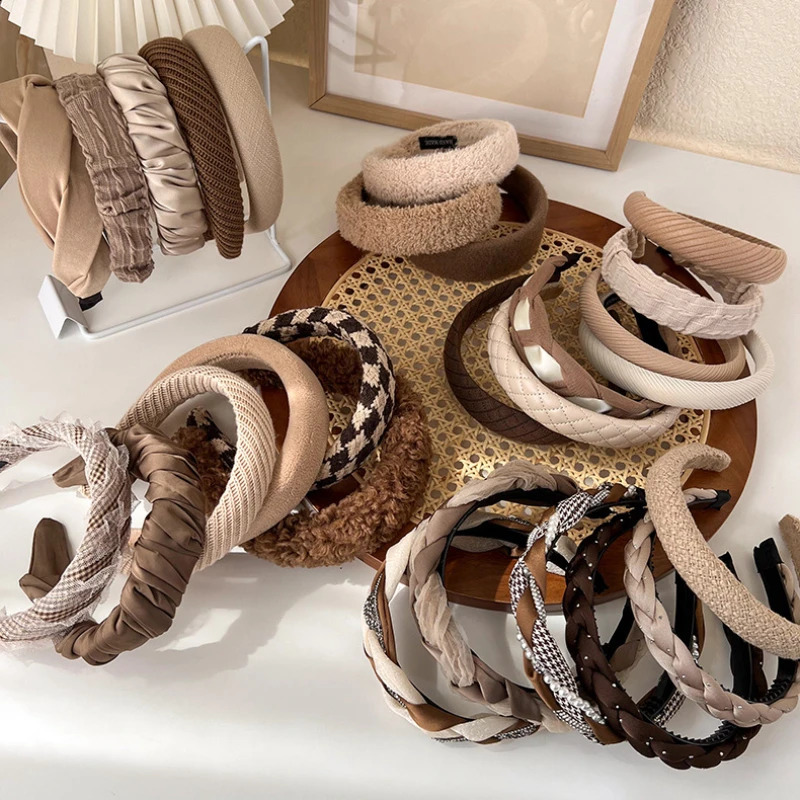 UXSL AutumnWinter Brown Color Headband Sponge Wide Hair Band for Woman Girl Elegant Hair Hoop Fashion Hair Accessories 250911