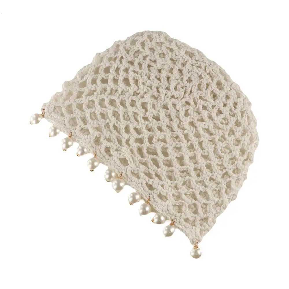 Round Beads Crochet Hollow Tassels Knitted Hat Hollow Out Bohian Sty Knit Beanies Korean Handmade Ethnic Sty Hat G250910